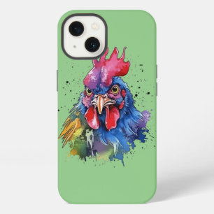 Etui iPhone 13 Style d'aquarelle de poulet du coq du pays