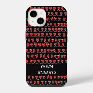 Coque Pour iPhone 14 Stylish aime motif de cœurs rouges Personnalisé