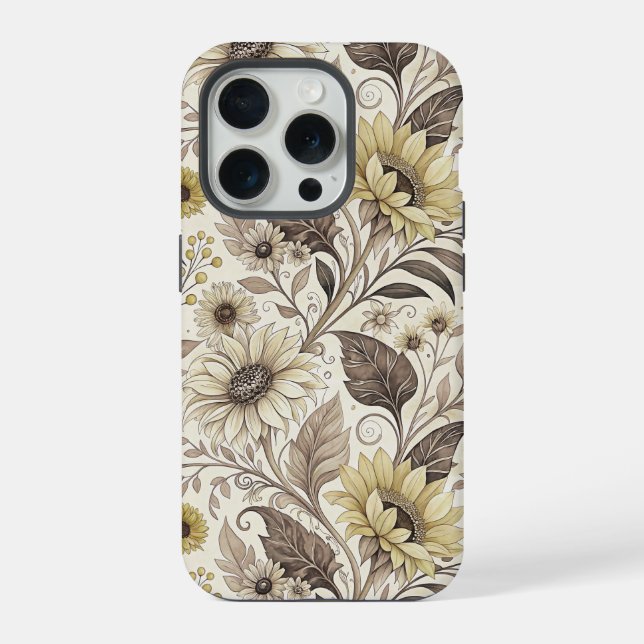 Coque iPhone Sunflowers Boho Art Nouveau (Verso)