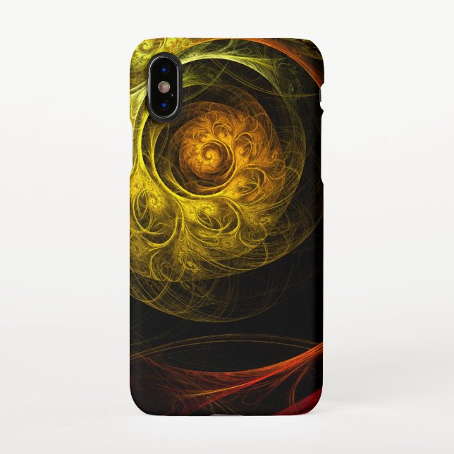 Coque iPhone Sunrise Floral Rouge Art Abstrait Matte (Dos)