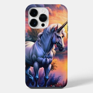 Coque Pour Pour iPhone 14 Pro Max Sunset Lake River Unicorn Seven