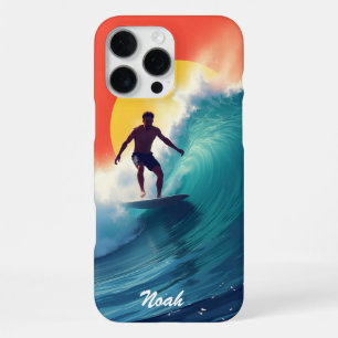 Coque iPhone 16 Pro Max Surfeur au coucher du soleil