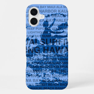 Coque iPhone 16 Plus Surfing Hawaii Cutback Hawaïen Surfeur - Bleu