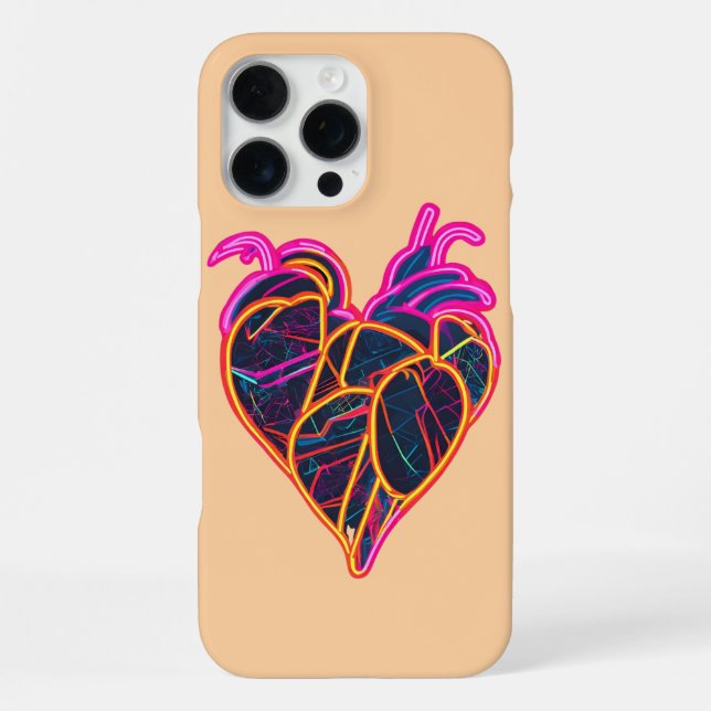 Coque iPhone Sweat - shirt à capuche cardiaque anatomique néon  (Verso)
