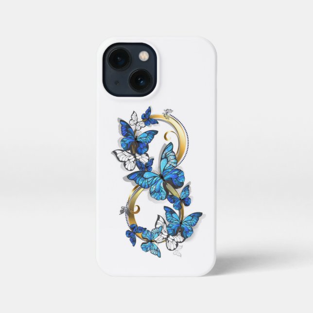 Coque iPhone Symbol Infinity of Blue Morpho Butterflies (Verso)