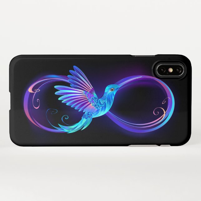 Coque iPhone Symbole de Neon Infinity par Glowing Hummingbird (Dos Horizontal)