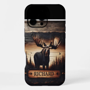Coque iPhone 16 Pro Max Symbole de sculpture sur bois d'orignal