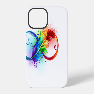Coque iPhone 12 Pro Symbole d'infini avec plume arc-en-ciel
