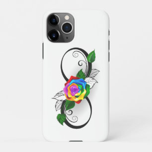 Coque iPhone 11Pro Symbole d'infini avec Rose arc-en-ciel