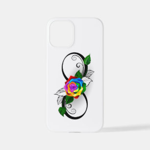 Coque iPhone 12 Mini Symbole d'infini avec rose arc-en-ciel
