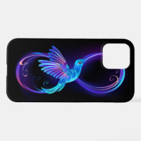 Symbole d'infini néon avec colibri brillant