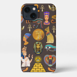 Etui iPhone 13 Symbole Motif égyptien Hiéroglyphique antique