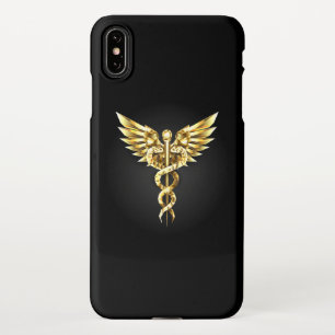 Coque iPhone XS Max Symbole Polygonal Or Caduceus
