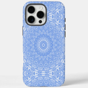 Coque iPhone 16 Pro Max Symétrie Mandala Bleu Barbeau
