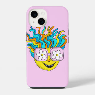 Coque Pour iPhone 14 Sympathique caractère souriant avec lunettes roses