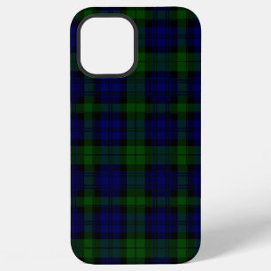 Coque iPhone 12 Pro Max Tartan Black Watch bleu vert carreaux