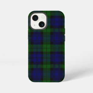 Etui iPhone 13 Mini Tartan Black Watch bleu vert carreaux