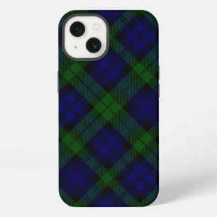 Etui iPhone 13 Tartan Black Watch bleu vert carreaux