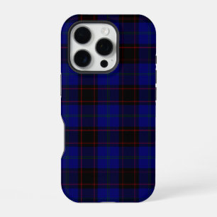 Coque iPhone 16 Pro Tartan bleu noir à carreaux à la maison