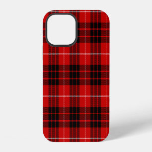 Coque iPhone 12 tartan clan Munro rouge noir carreaux