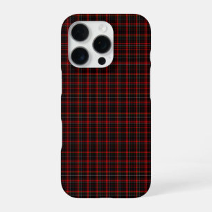 Coque iPhone 16 Pro Tartan de Noël traditionnel noir et rouge foncé