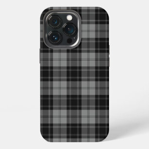 Etui iPhone 13 Pro Tartan Douglas noir gris carreaux