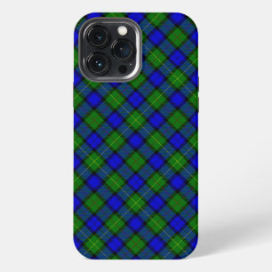 Etui iPhone 13 Pro Max tartan Farquharson bleu vert carreaux