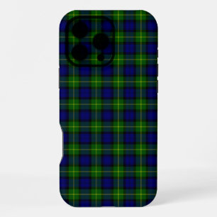 Coque iPhone 16 Pro Max tartan Gordon bleu vert carreau