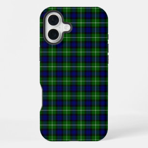 Coque iPhone 16 Plus Tartan Lamont bleu vert carreau