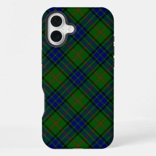 Coque iPhone 16 Plus tartan Lauder bleu vert carreau