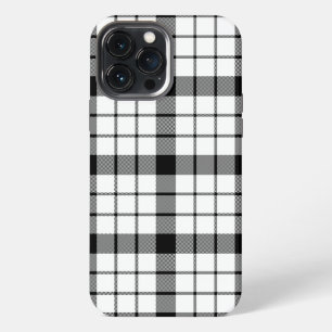 Etui iPhone 13 Pro Max tartan MacFarlane noir blanc carreaux