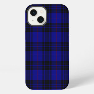 Etui iPhone 13 tartan MacKay bleu carreaux noir