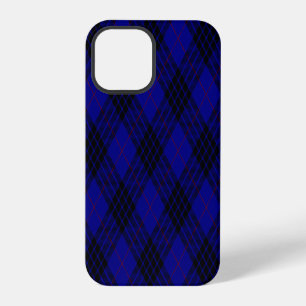 Coque iPhone 12 Pro tartan MacKay bleu carreaux noir