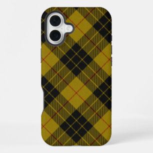 Coque iPhone 16 Plus tartan MacLeod jaune carreaux noirs