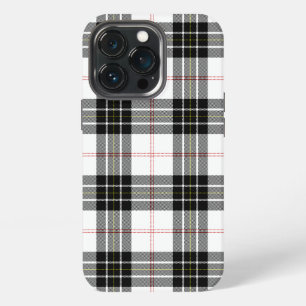 Etui iPhone 13 Pro tartan MacPherson noir blanc carreaux