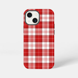 Etui iPhone 13 Mini tartan Menzies rouge blanc à carreaux