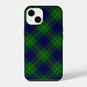 Coque Pour iPhone 14 tartan Oliphant bleu vert carreaux