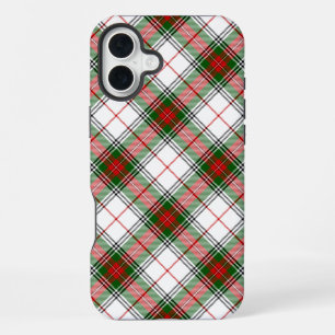 Coque iPhone 16 Plus tartan Stuart / Stewart blanc rouge vert carreaux