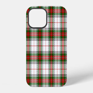 Coque iPhone 12 tartan Stuart / Stewart blanc rouge vert carreaux