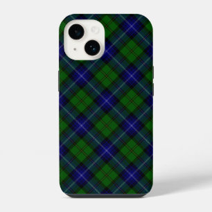 Coque Pour iPhone 14 tartan Urquhart bleu vert plaid