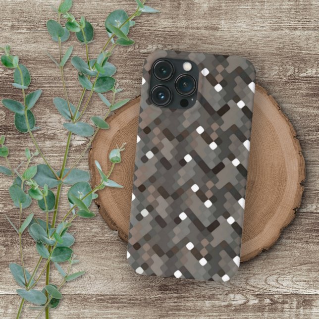 Coque iPhone Taupe gris foncé blanc Brown mosaïque Art Coque-Ma (Créateur téléchargé)