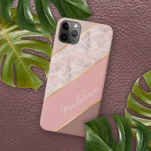 Coque iPhone 16 Pro Max Taupe Mauve Rose Poussiéreux Blush Rose Marbre Per