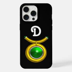 TAUREAU /OR,ÉMERALDE VERTE ZODIAQUE JOYAU MONOGRAM
