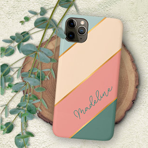 Coque iPhone 16 Pro Max Teintes personnalisées de menthe, vert, pêche, ros