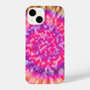 Coque Pour iPhone 14 teinture à cravate rose et violet