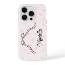 Téléphone personnalisé Ruban rose Coquette