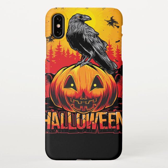 Coque iPhone Tête de Citrouille déplaisante d'Halloween avec Co (Dos)