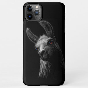 Coque iPhone 11Pro Max Tête de portrait Mignon lama avec un fond noir