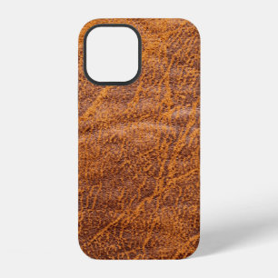 Coque iPhone 12 Texture de cuir brun natureltexture, cuir, ski