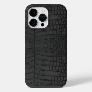 Coque Pour Pour iPhone 14 Pro Max Texture de faux crocodile noir imprimé